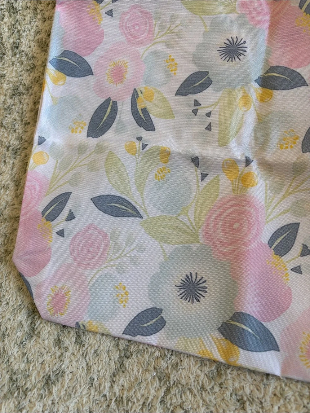 Floral Pastels Poly Canvas Tote Bag NWT 13.50”x15.75”
